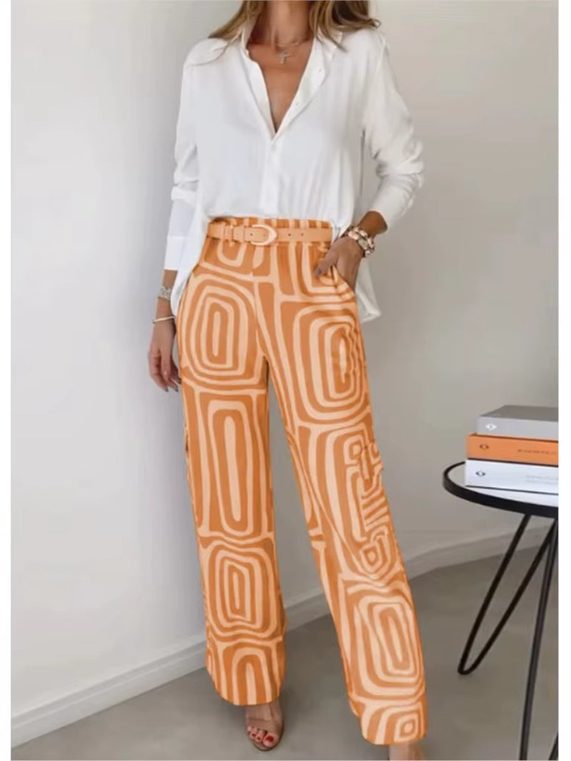 ElleMode™ Printed Two-Piece Set – Effortless Power Dressing for the Modern Woman